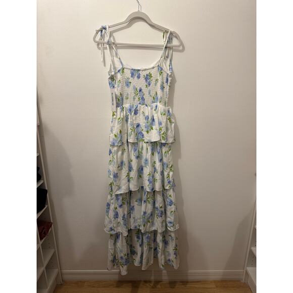 Kori America Bloomie Baby Tiered Dress in Ivory/Blue - Picture 7 of 9